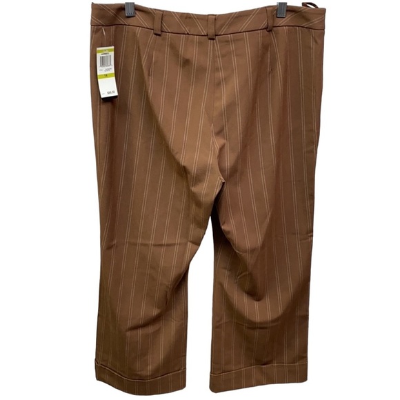 INC Brown Pinstriped Cuffed Hem Wide Leg Pants - Picture 3 of 4